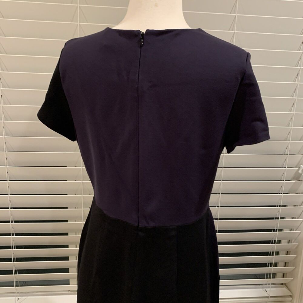 Ann Taylor Dress Womens Size 6 Color Block Sheath Short Sleeves Purple/Black - Picture 6 of 8
